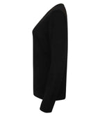 Henbury Ladies Lightweight Cotton Acrylic V Neck Sweater - Black
