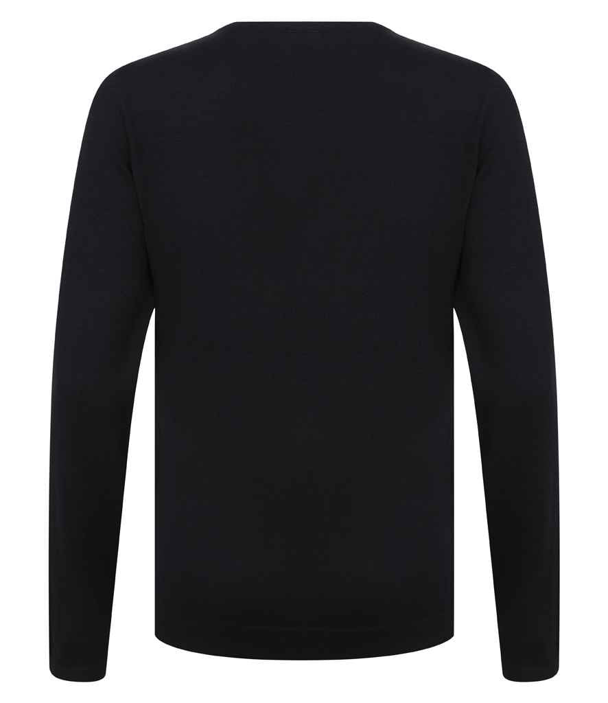 Henbury Ladies Lightweight Cotton Acrylic V Neck Sweater - Navy