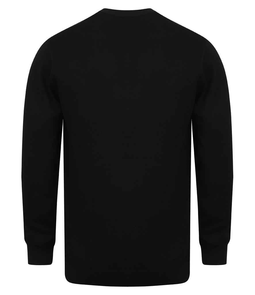 Henbury Lightweight Cotton Acrylic V Neck Cardigan - Black