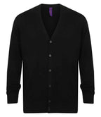 Henbury Lightweight Cotton Acrylic V Neck Cardigan - Black