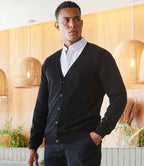 Henbury Lightweight Cotton Acrylic V Neck Cardigan - Black
