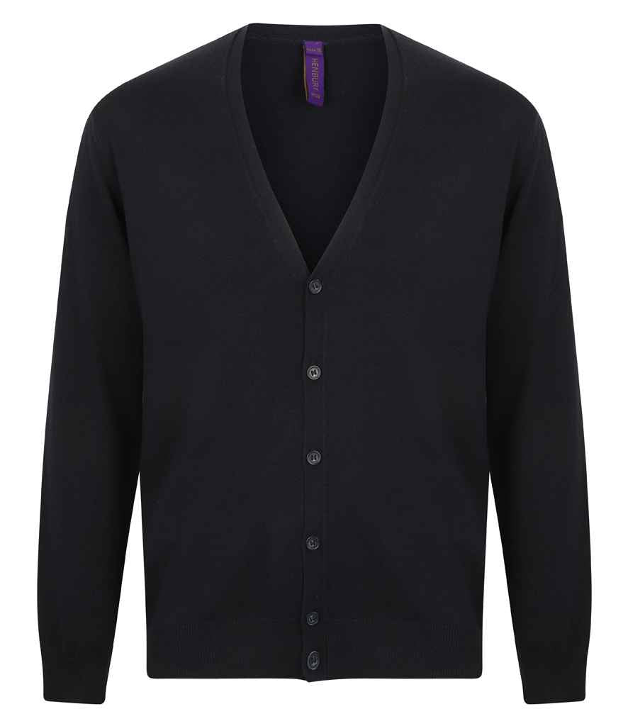 Henbury Lightweight Cotton Acrylic V Neck Cardigan - Navy