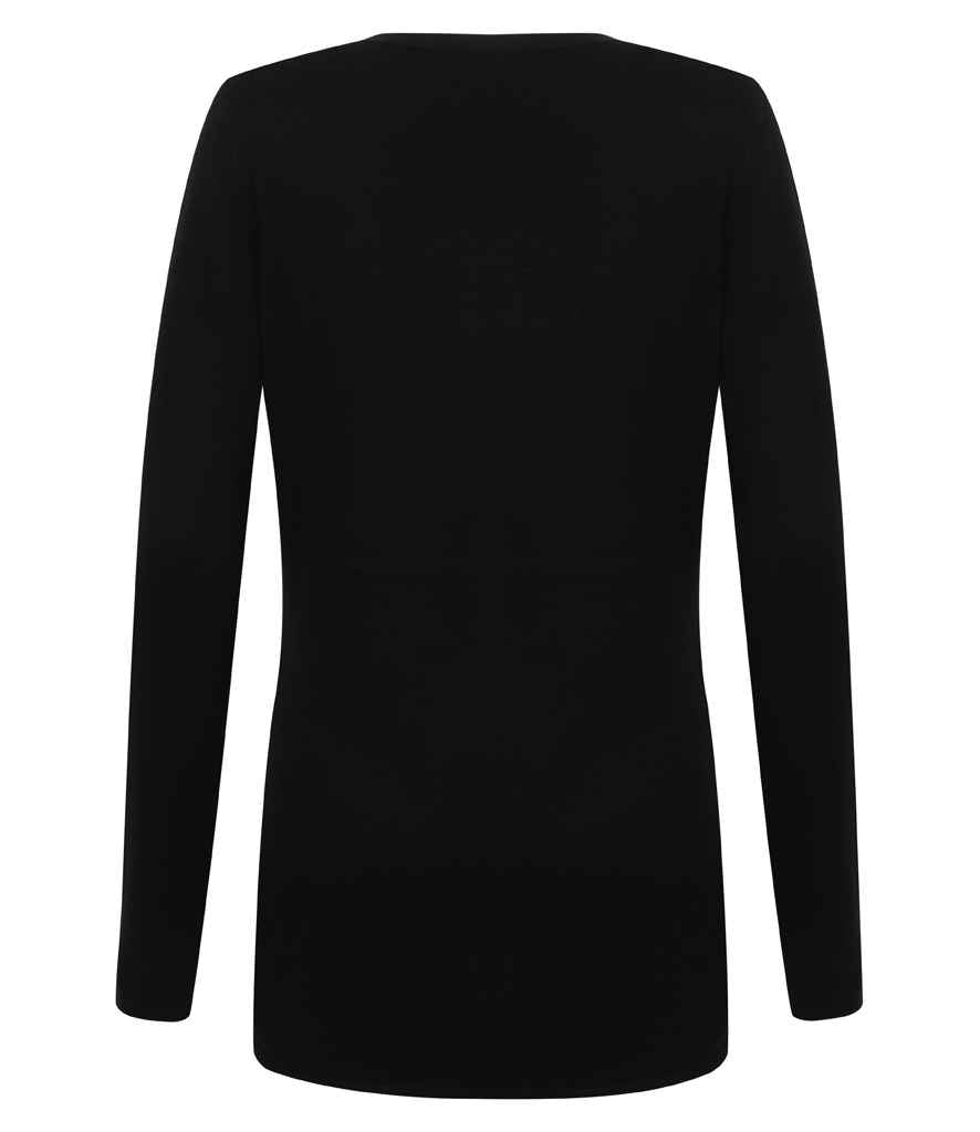 Henbury Ladies Cotton Acrylic V Neck Cardigan - Black