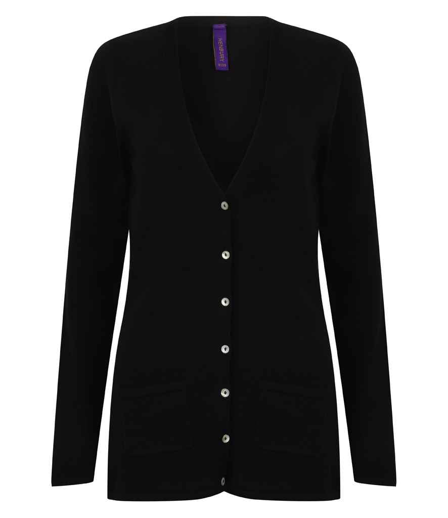 Henbury Ladies Cotton Acrylic V Neck Cardigan - Black