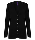 Henbury Ladies Cotton Acrylic V Neck Cardigan - Black