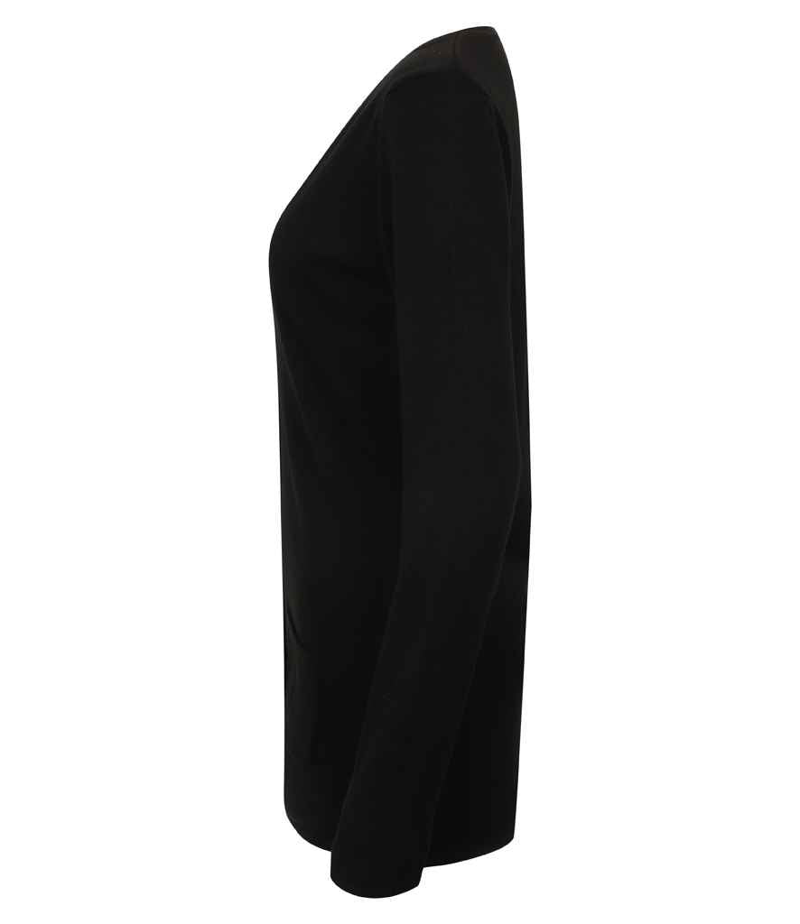 Henbury Ladies Cotton Acrylic V Neck Cardigan - Black