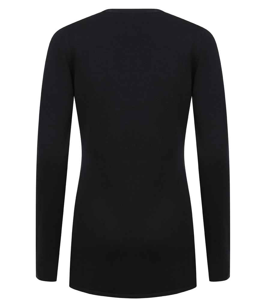 Henbury Ladies Cotton Acrylic V Neck Cardigan - Navy