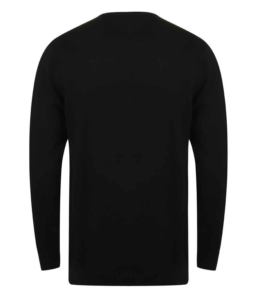 Henbury Lightweight Cotton Acrylic Crew Neck Sweater - Black
