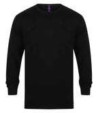 Henbury Lightweight Cotton Acrylic Crew Neck Sweater - Black