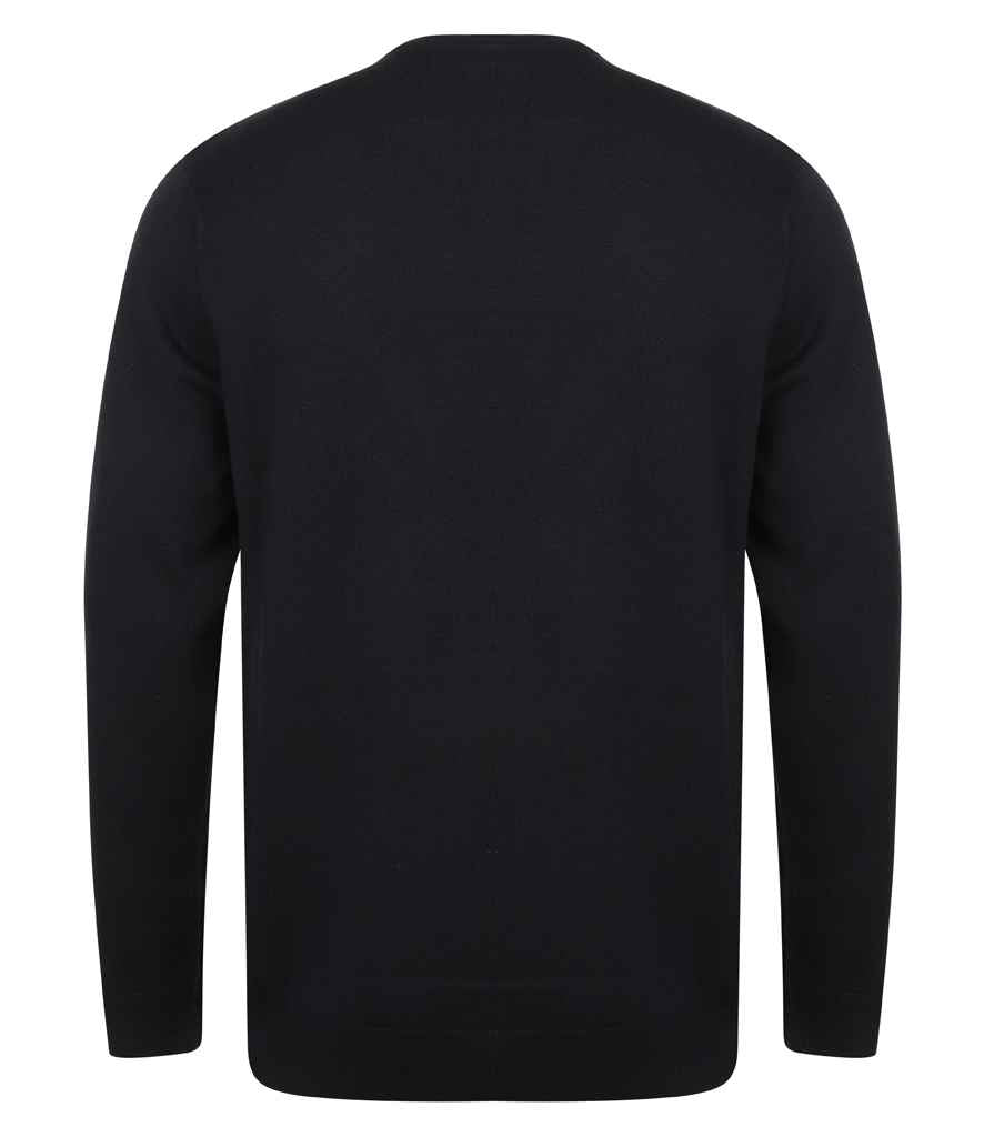 Henbury Lightweight Cotton Acrylic Crew Neck Sweater - Navy