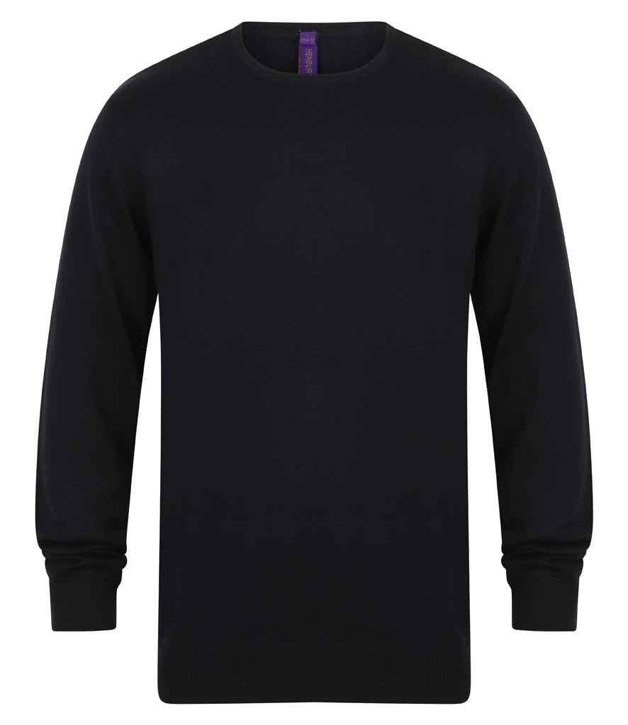Henbury Lightweight Cotton Acrylic Crew Neck Sweater - Navy
