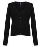 Henbury Ladies Lightweight V Neck Cardigan - Black