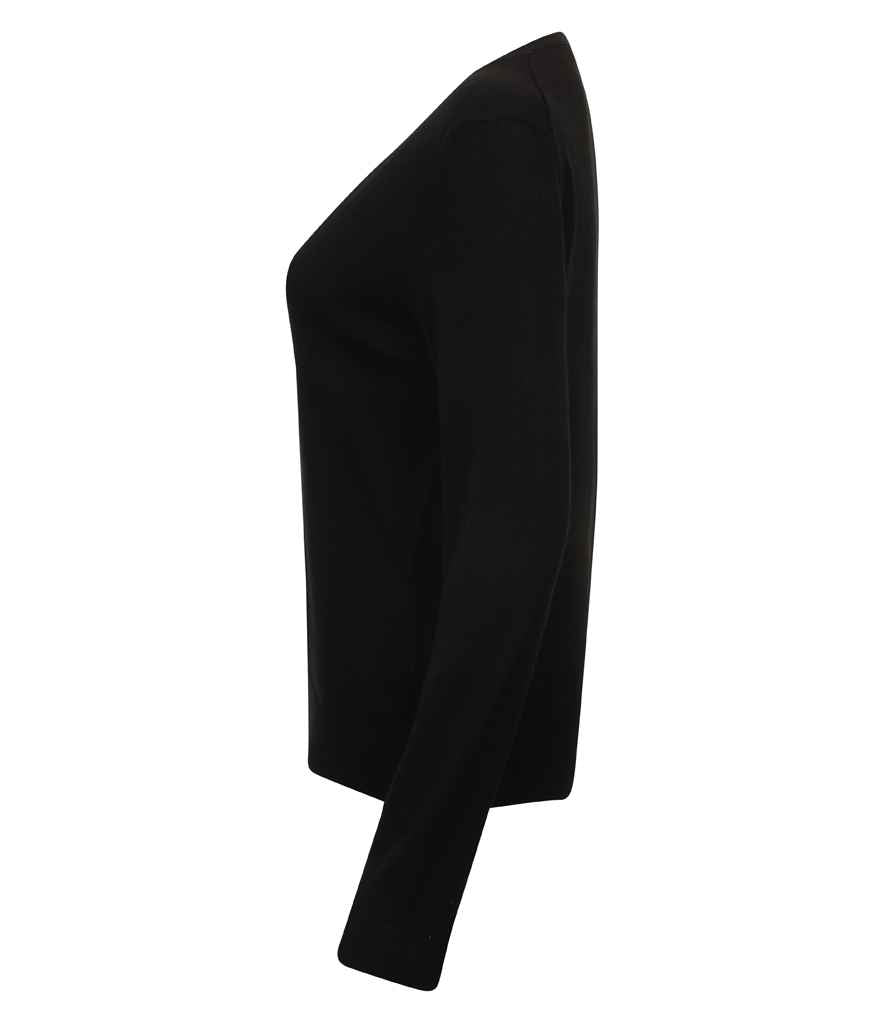 Henbury Ladies Lightweight V Neck Cardigan - Black