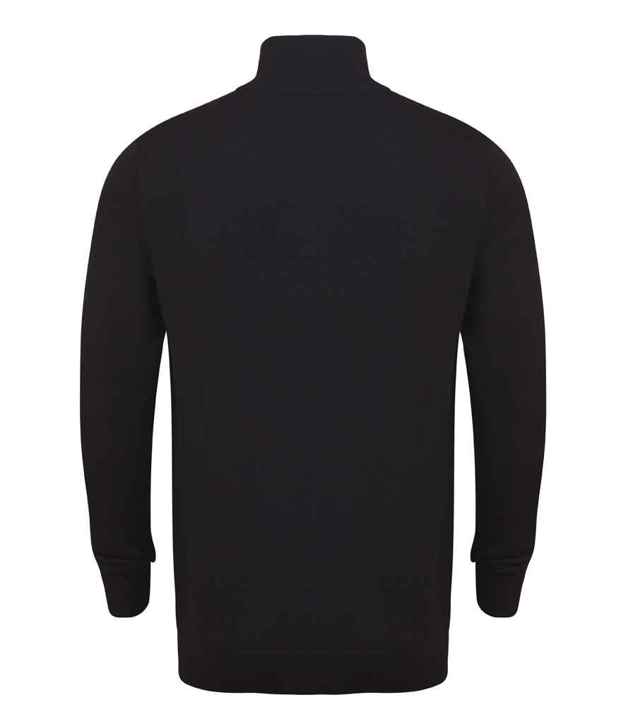 Henbury Zip Neck Sweater - Black