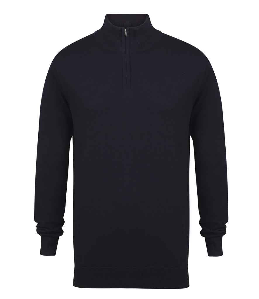 Henbury Zip Neck Sweater - Navy