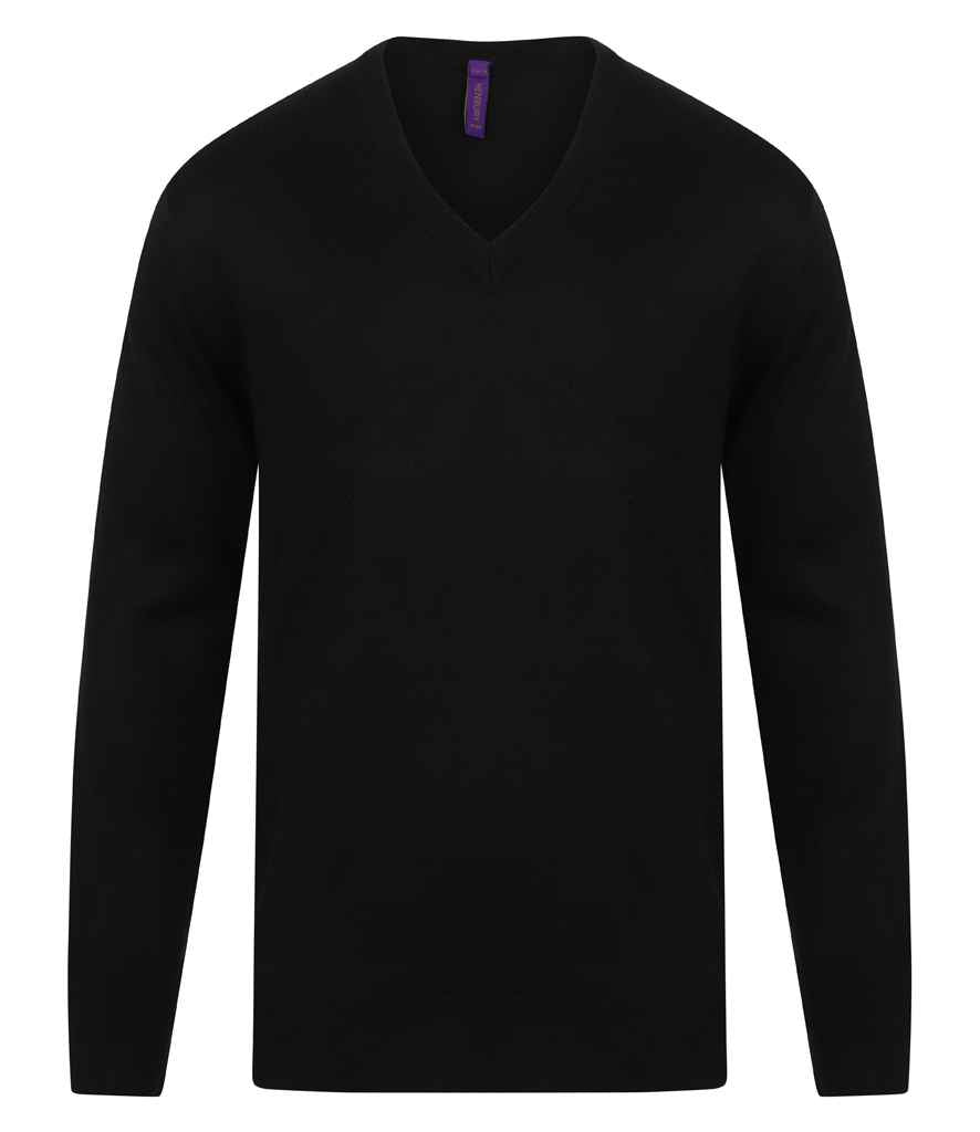 Henbury Acrylic V Neck Sweater - Black