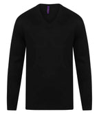 Henbury Acrylic V Neck Sweater - Black