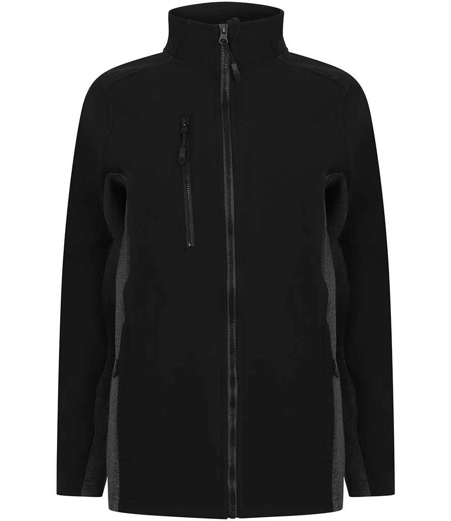 Henbury Unisex Contrast Soft Shell Jacket - Black/Charcoal