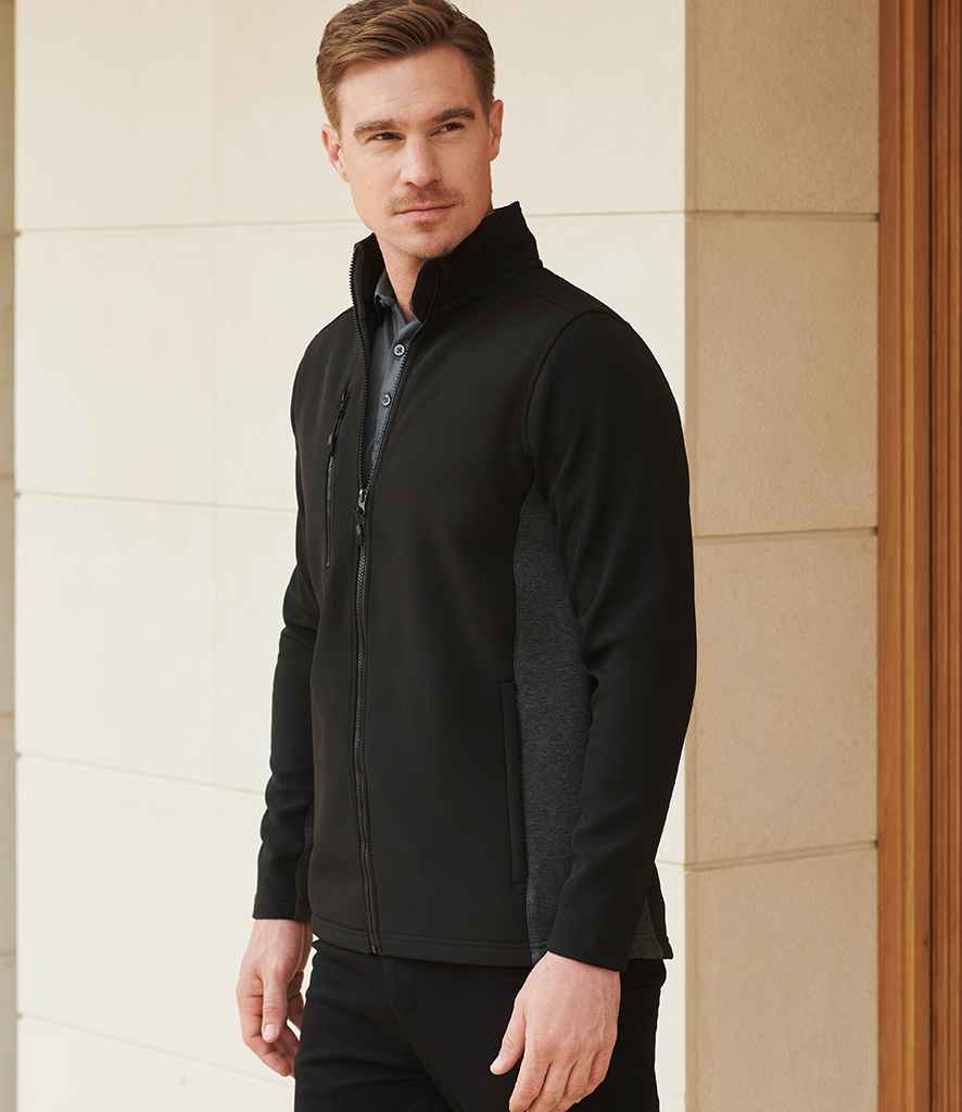 Henbury Unisex Contrast Soft Shell Jacket - Black/Charcoal