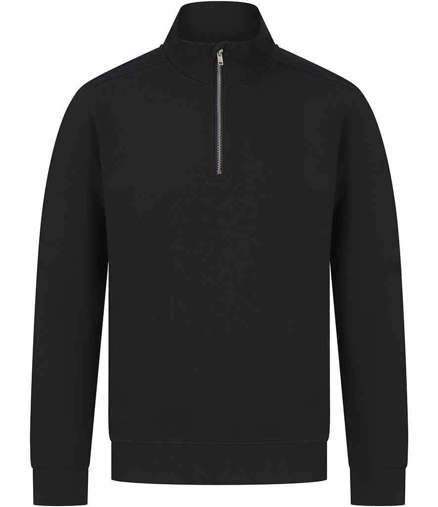 Henbury Unisex Sustainable 1/4 Zip Sweatshirt - Black