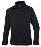 Henbury Zip Neck Wicking Top - Black