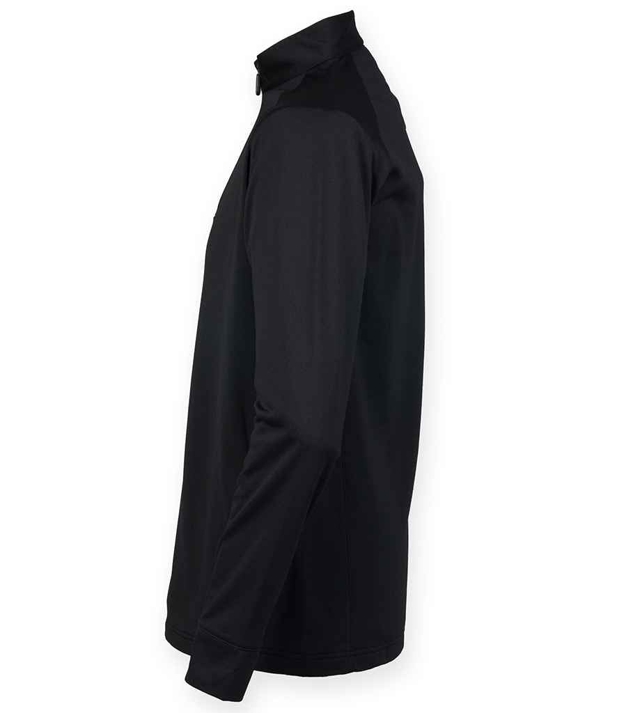 Henbury Zip Neck Wicking Top - Black