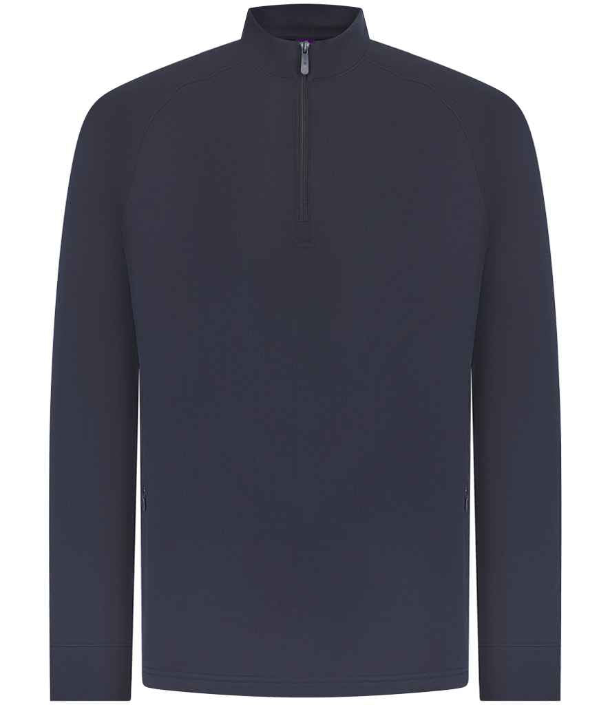 Henbury Zip Neck Wicking Top - Navy