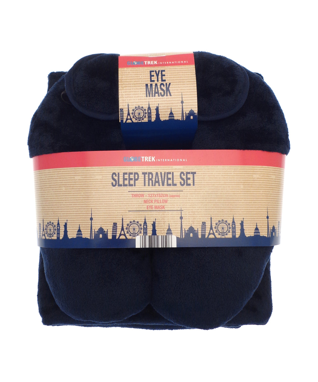 Travel set (neck pillow, eye mask and fleece blanket)