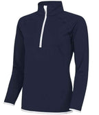 AWDis Ladies Cool Half Zip Sweat Top - French Navy/Arctic White