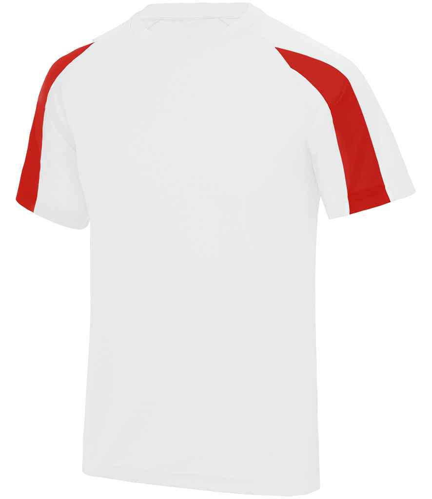 AWDis Kids Cool Contrast T-Shirt - Arctic White/Fire Red