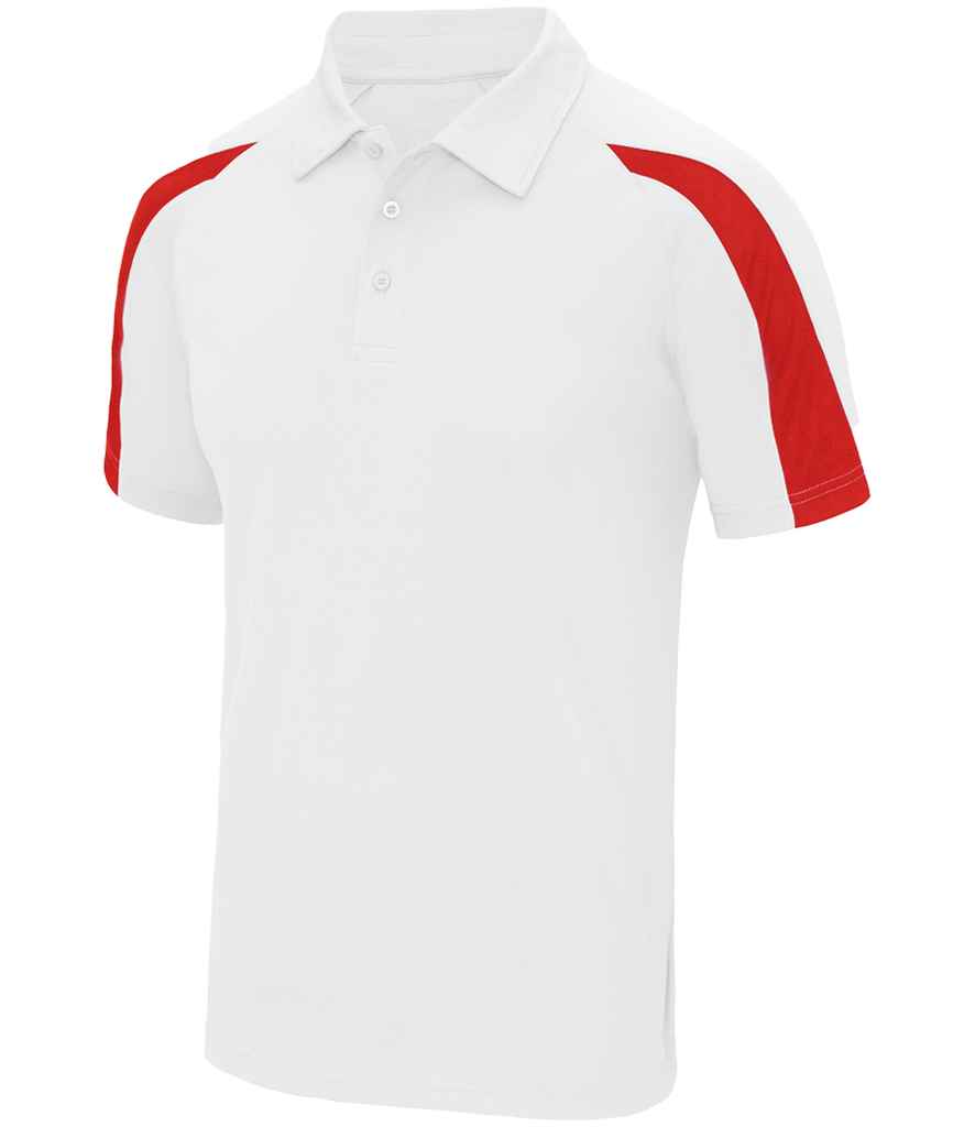 AWDis Cool Contrast Polo Shirt - Arctic White/Fire Red