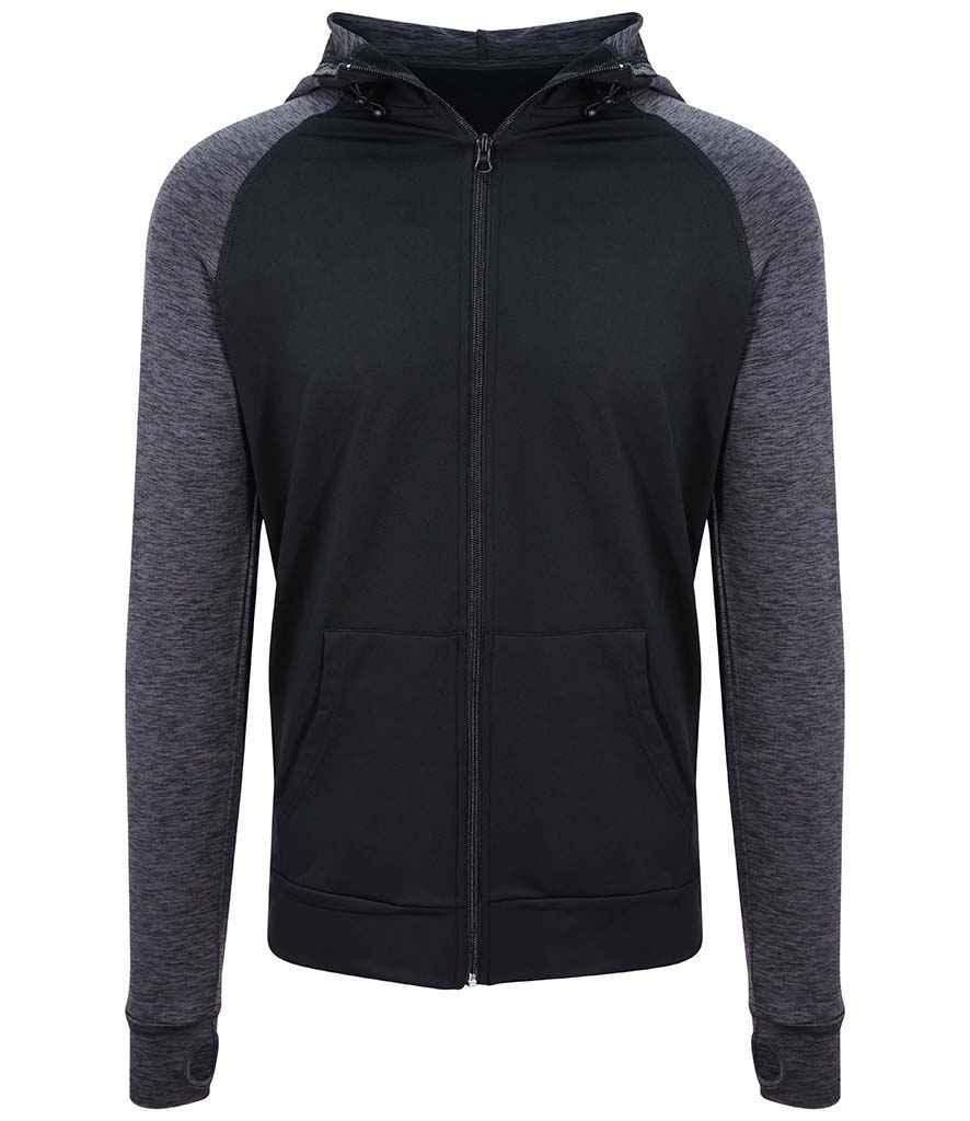 AWDis Cool Contrast Zoodie - Black/Black Slate Melange