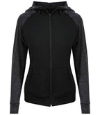 AWDis Ladies Cool Contrast Zoodie - Black/Black Slate Melange