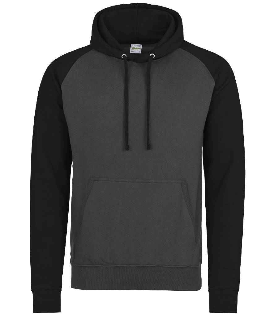 AWDis Baseball Hoodie - Charcoal/Jet Black