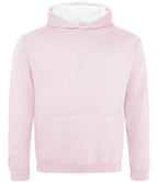 AWDis Kids Varsity Hoodie - Baby Pink/Arctic White