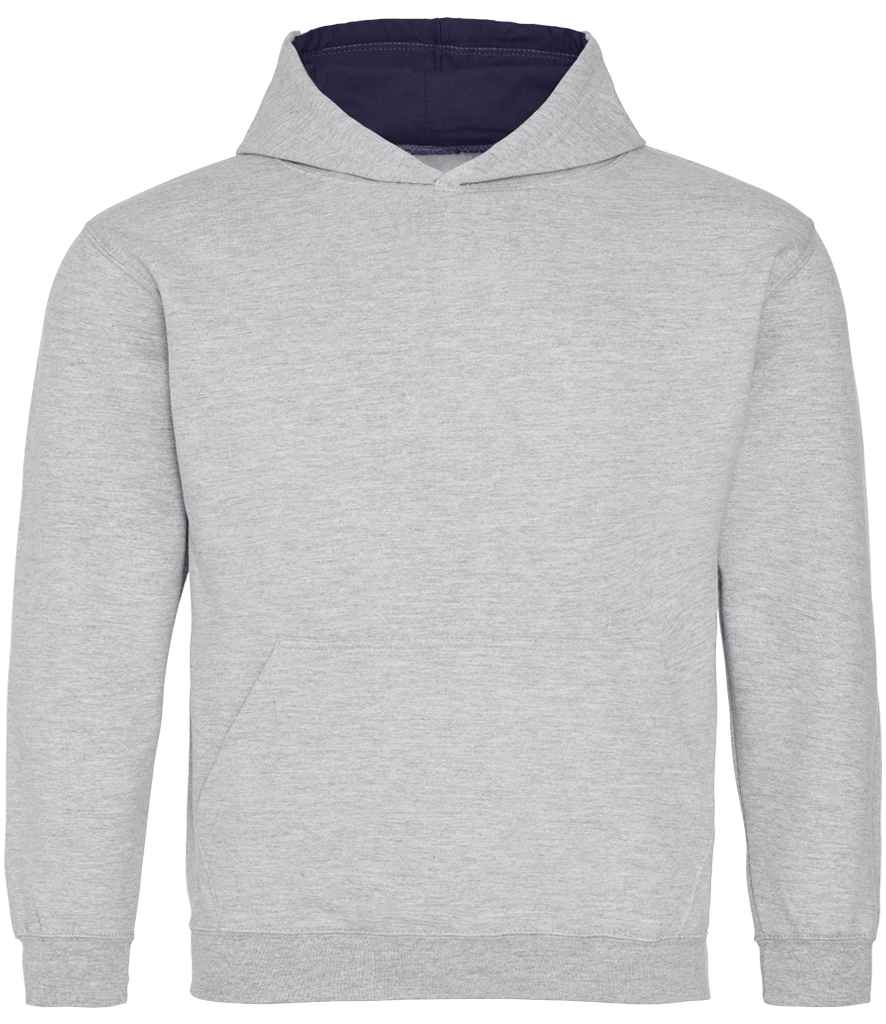 AWDis Kids Varsity Hoodie - Heather Grey/New French Navy