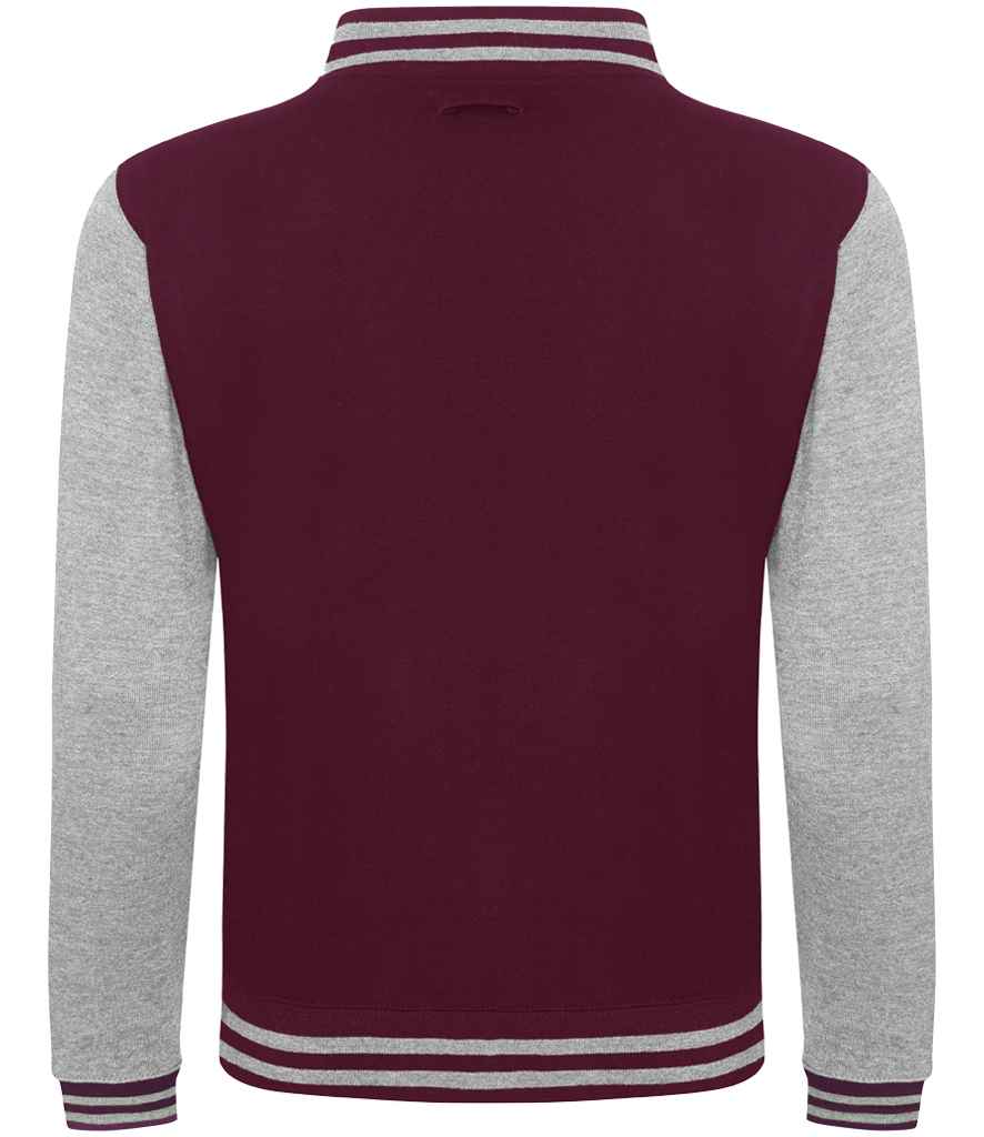 AWDis Varsity Jacket - Burgundy/Heather Grey