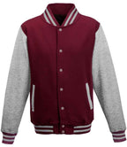 AWDis Varsity Jacket - Burgundy/Heather Grey