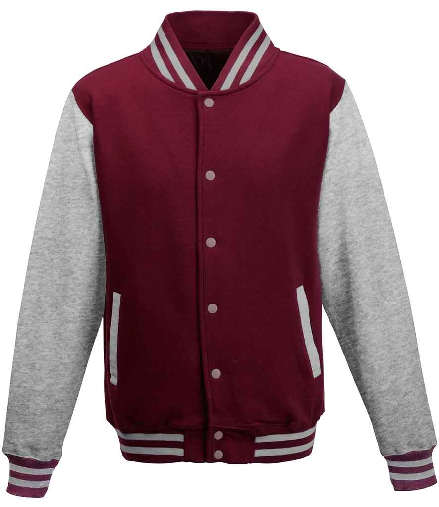 AWDis Varsity Jacket - Burgundy/Heather Grey