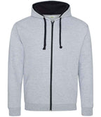 AWDis Varsity Zoodie - Heather Grey/New French Navy