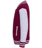 AWDis Kids Varsity Jacket - Burgundy/Heather Grey