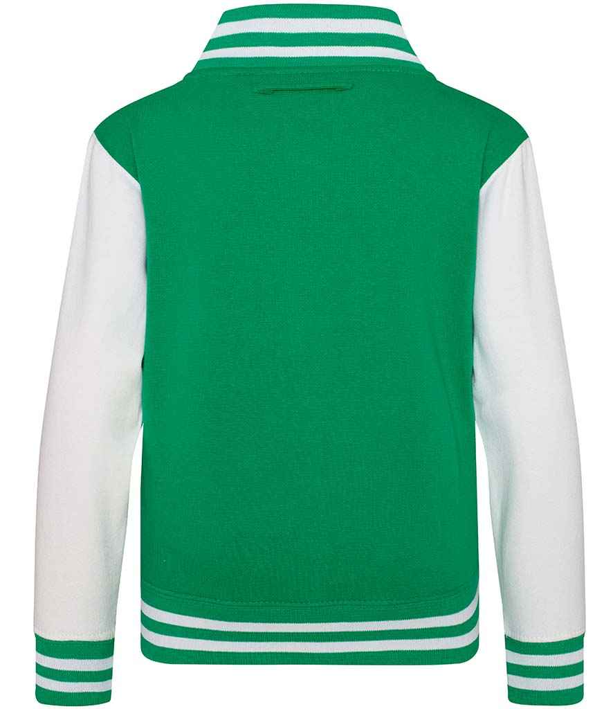 AWDis Kids Varsity Jacket - Kelly Green/White