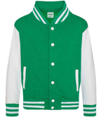 AWDis Kids Varsity Jacket - Kelly Green/White