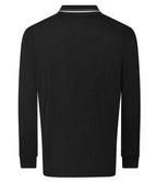 AWDis Long Sleeve Tipped 100 Polo Shirt - Deep Black/White