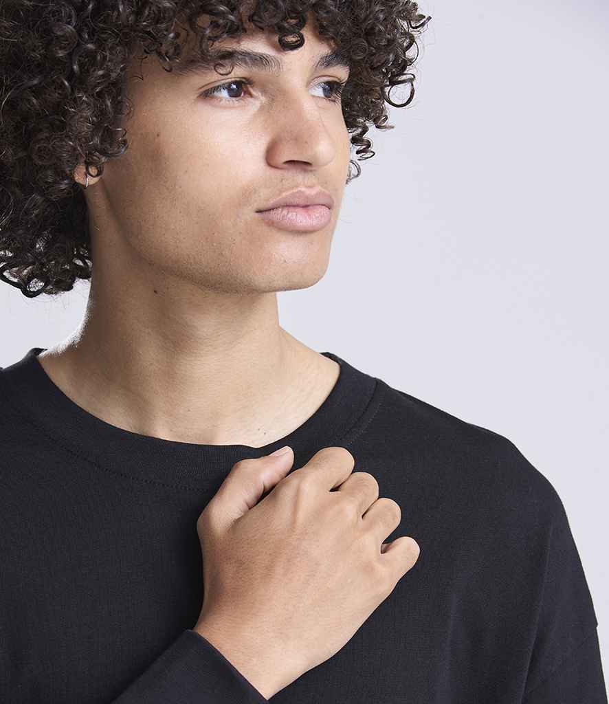 AWDis Unisex Oversize 100 Long Sleeve T-Shirt - Deep Black