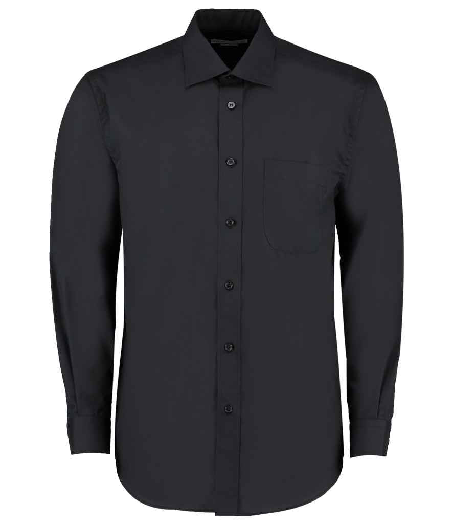 Kustom Kit Long Sleeve Classic Fit Business Shirt - Black