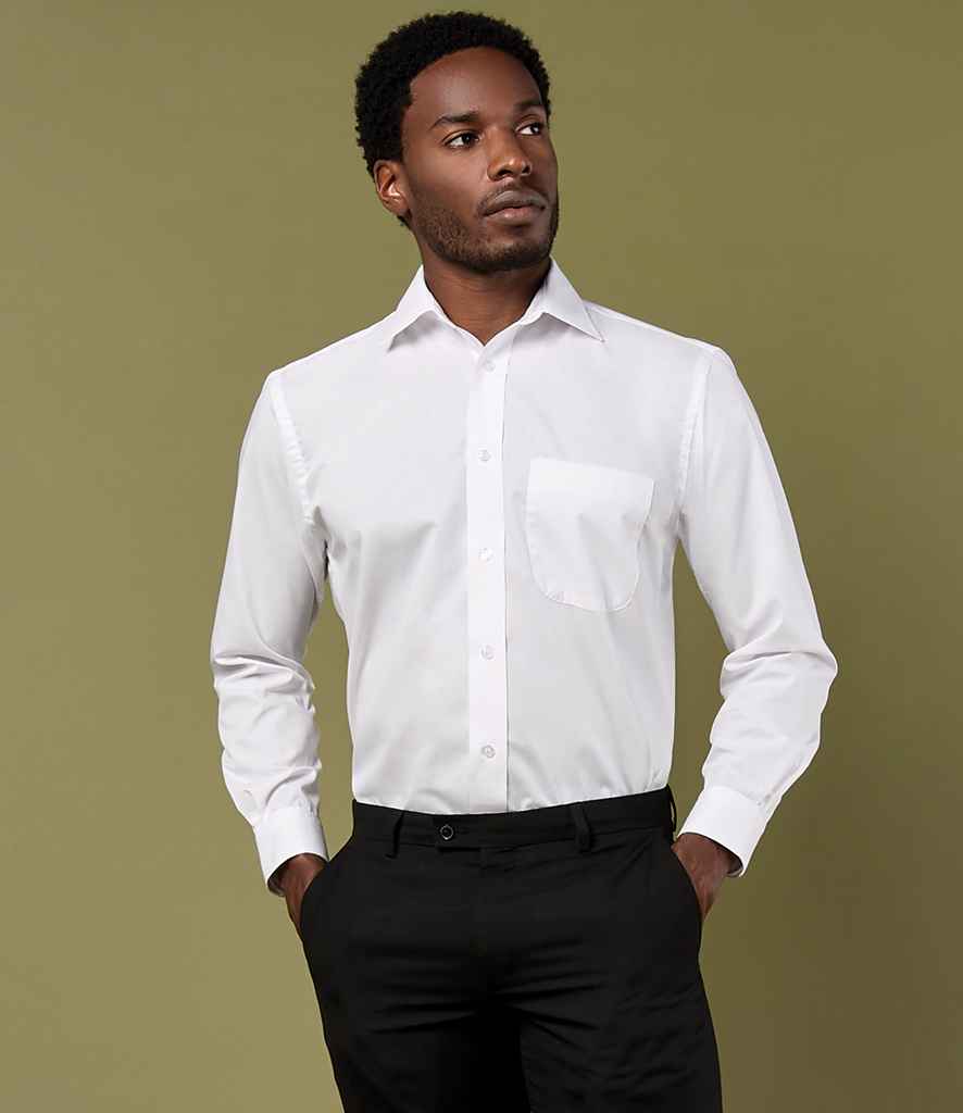 Kustom Kit Long Sleeve Classic Fit Business Shirt - White
