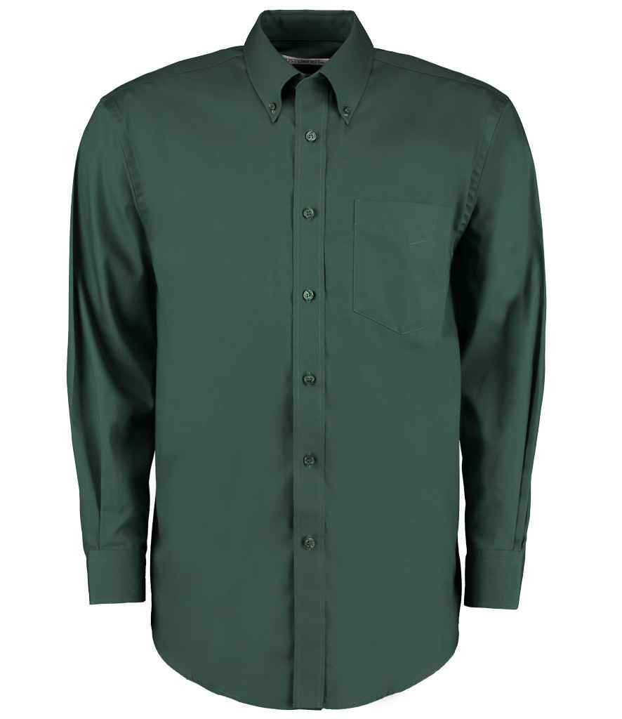 Kustom Kit Premium Long Sleeve Classic Fit Oxford Shirt - Bottle Green