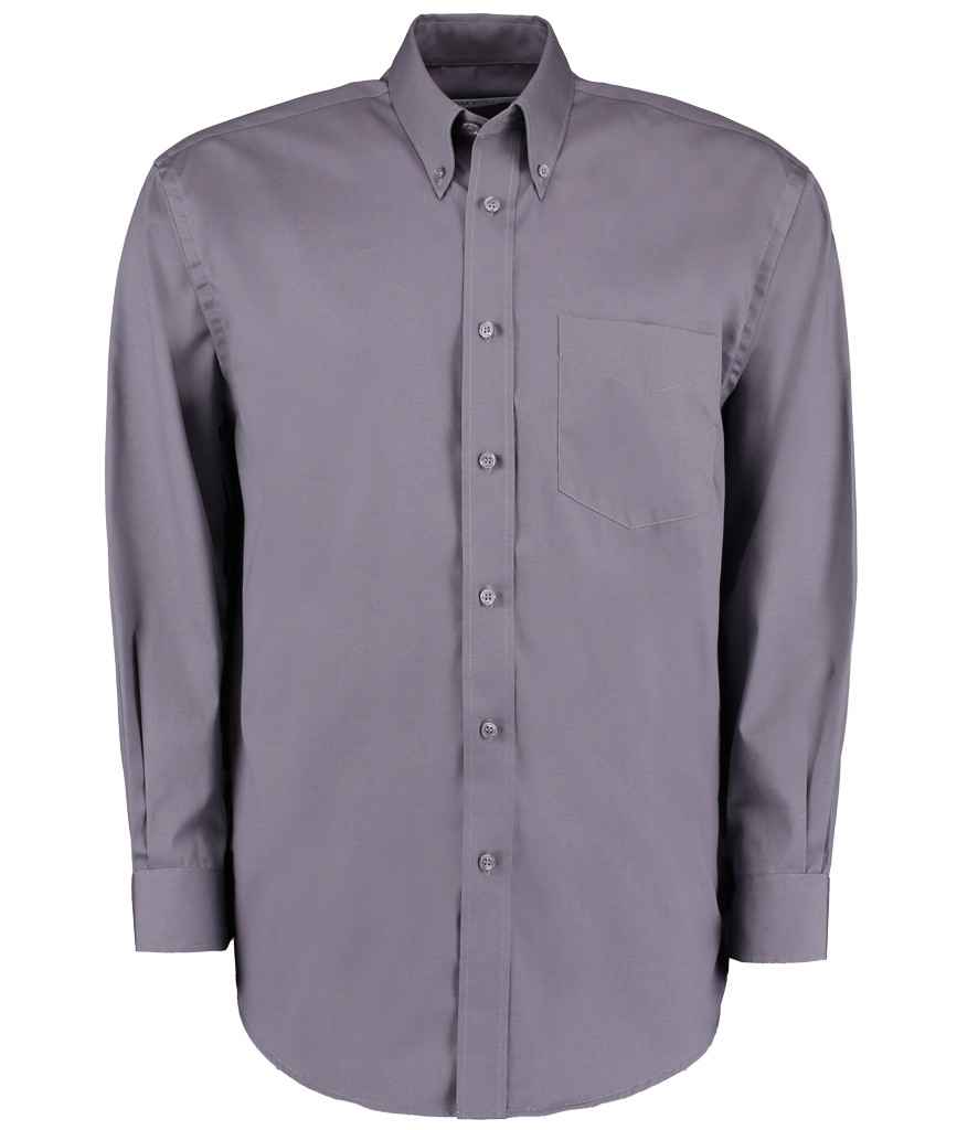 Kustom Kit Premium Long Sleeve Classic Fit Oxford Shirt - Charcoal