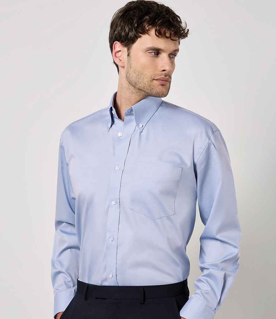Kustom Kit Premium Long Sleeve Classic Fit Oxford Shirt - Light Blue